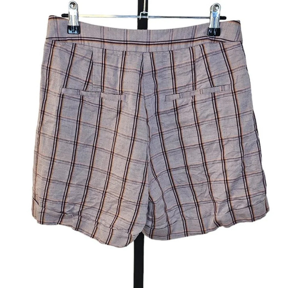 Frank & Oak Womens Linen Lyocell Plaid High Rise Shorts Size 4 - Picture 4 of 8